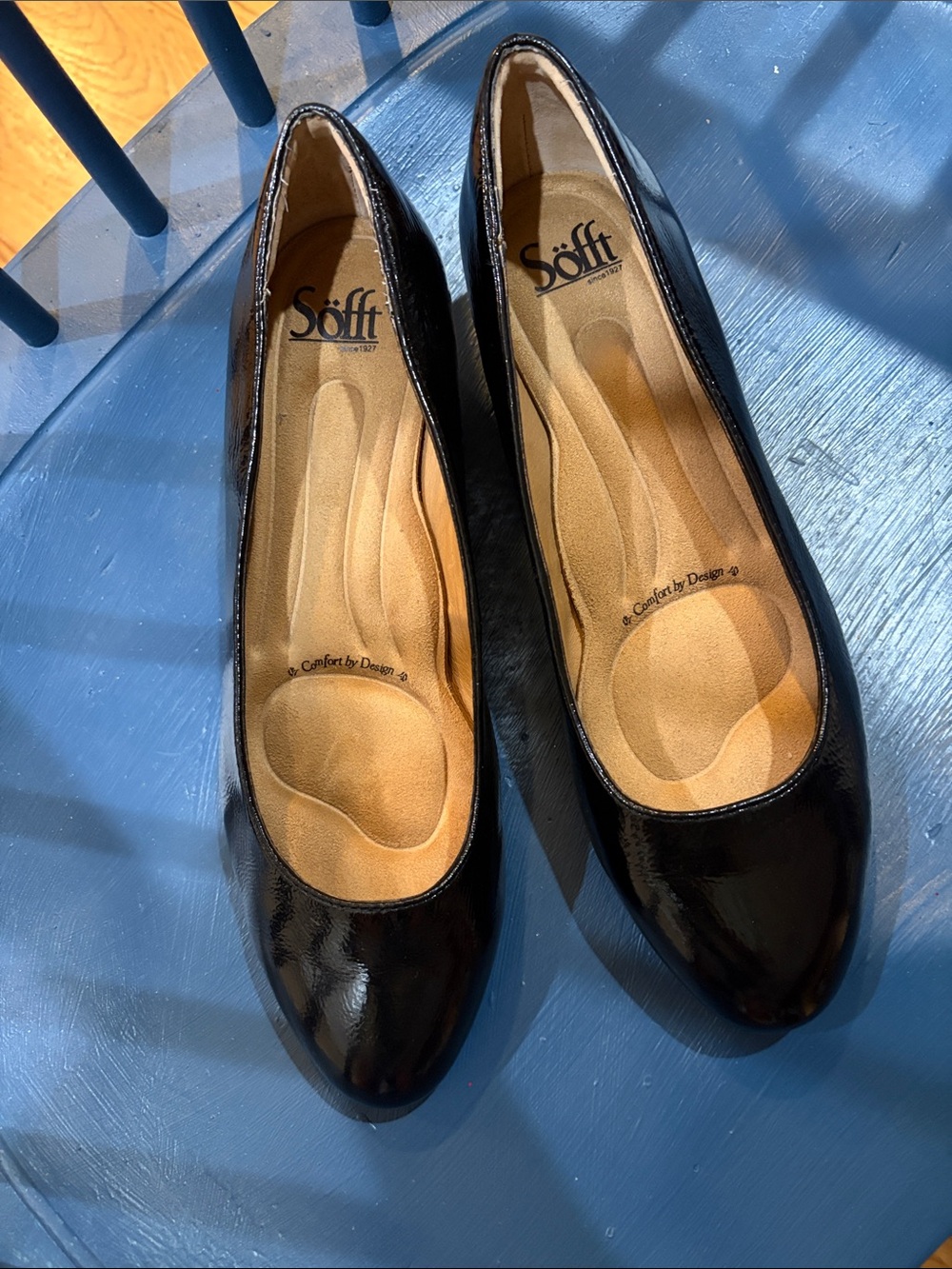 Sofft Black Patent Leather dress shoes with one inch heel